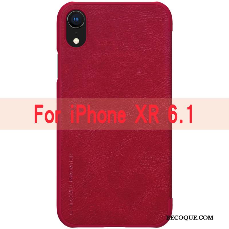 Kuori iPhone Xr Salkku Kulta Punainen, Kotelo iPhone Xr Nahka
