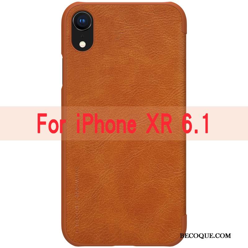 Kuori iPhone Xr Salkku Kulta Punainen, Kotelo iPhone Xr Nahka