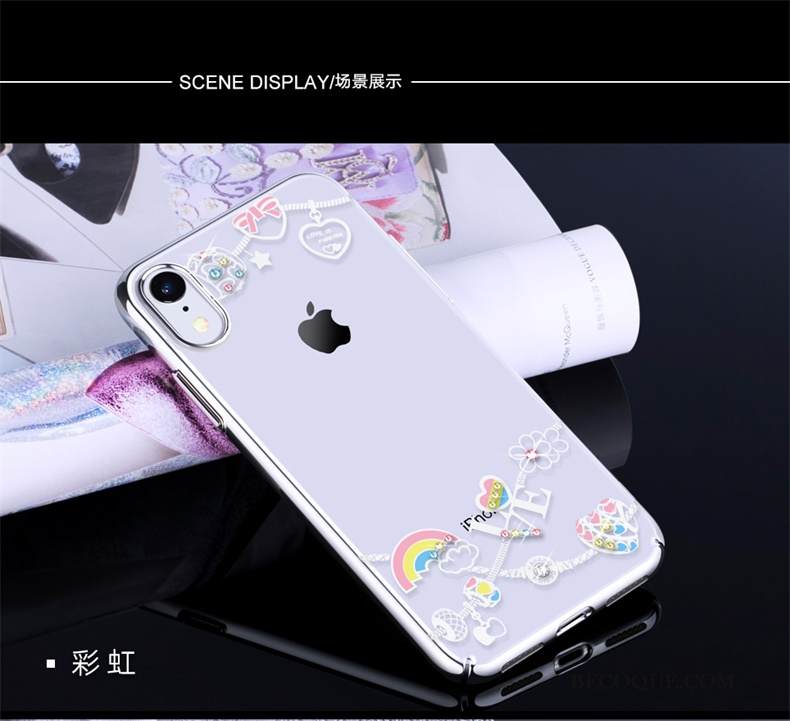 Kuori iPhone Xr Strassi Ohut Kulta, Kotelo iPhone Xr Ylellisyys Läpinäkyvä Musta