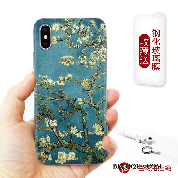 Kuori iPhone Xs Kohokuviointi Murtumaton Persoonallisuus, Kotelo iPhone Xs Pehmeä Neste Taide Uusi