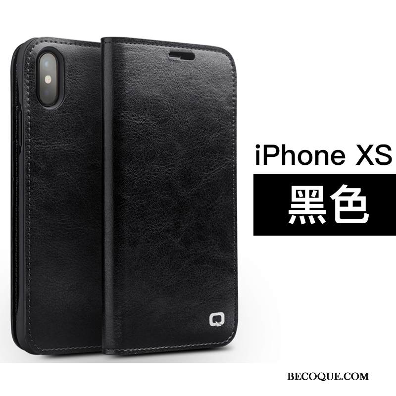 Kuori iPhone Xs Kuoret Kortti Musta, Kotelo iPhone Xs Nahka Liiketoiminta Yksinkertainen