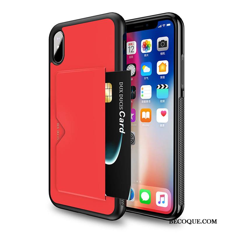 Kuori iPhone Xs Laukut Musta Puhelimen Kuoret, Kotelo iPhone Xs Nahka Kortti Murtumaton