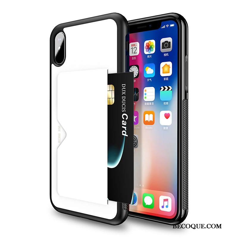 Kuori iPhone Xs Laukut Musta Puhelimen Kuoret, Kotelo iPhone Xs Nahka Kortti Murtumaton