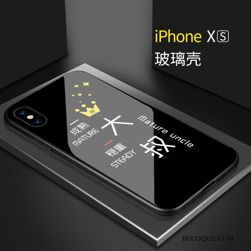 Kuori iPhone Xs Luova Lasi Persoonallisuus, Kotelo iPhone Xs Pehmeä Neste Musta Puhelimen Kuoret