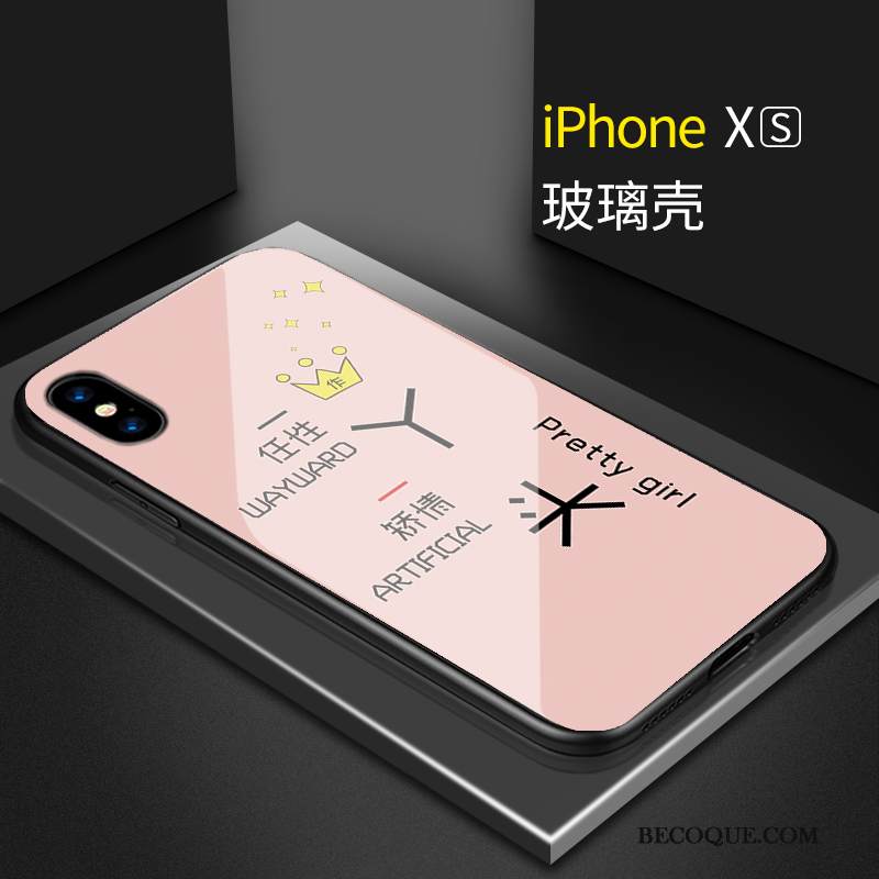 Kuori iPhone Xs Luova Lasi Persoonallisuus, Kotelo iPhone Xs Pehmeä Neste Musta Puhelimen Kuoret