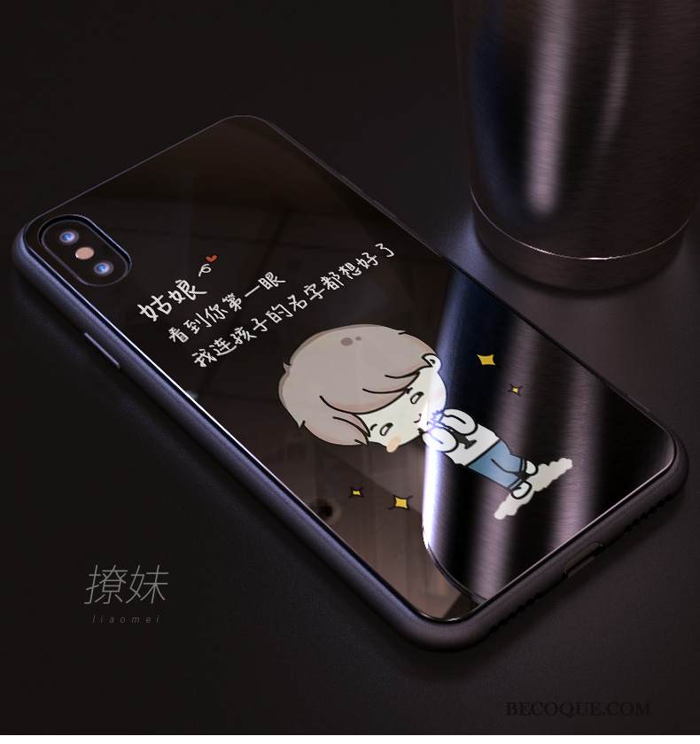 Kuori iPhone Xs Luova Lasi Puhelimen Kuoret, Kotelo iPhone Xs Laukut Musta Murtumaton