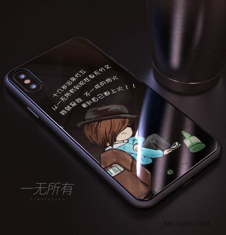 Kuori iPhone Xs Luova Lasi Puhelimen Kuoret, Kotelo iPhone Xs Laukut Musta Murtumaton