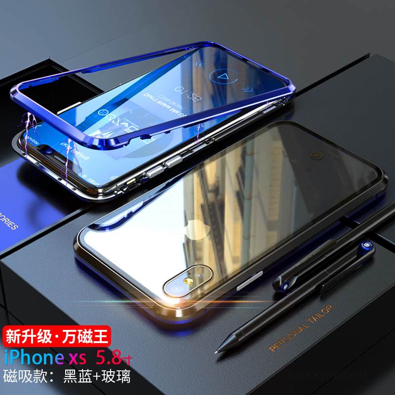 Kuori iPhone Xs Luova Sininen Murtumaton, Kotelo iPhone Xs Metalli Läpinäkyvä Puhelimen Kuoret