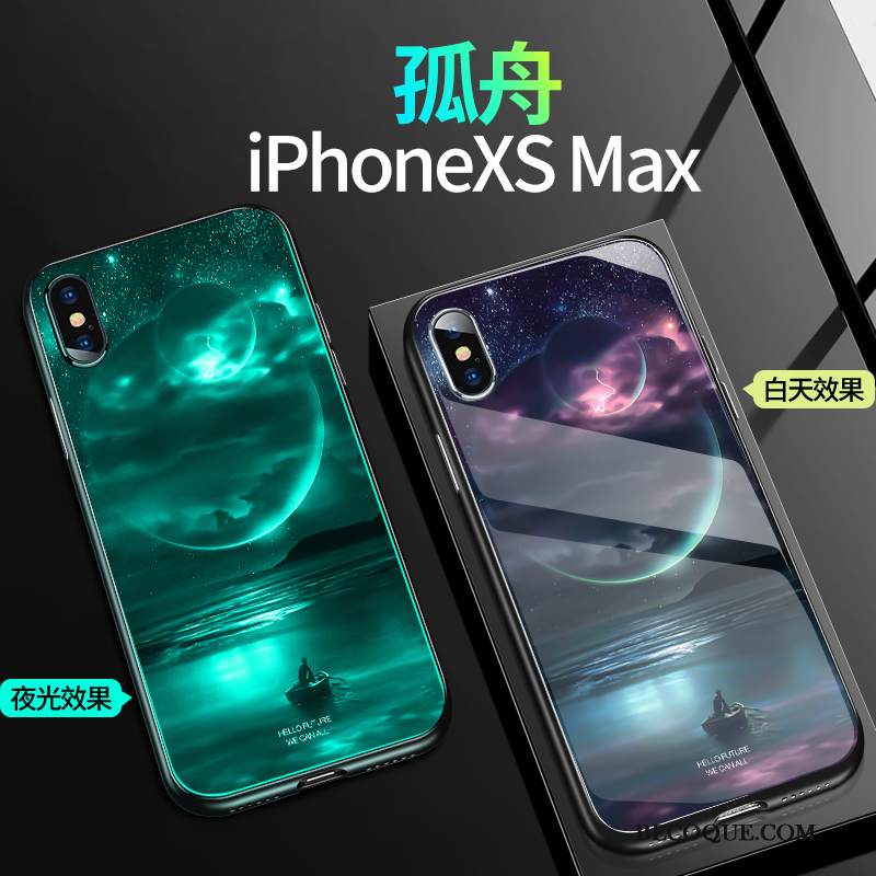 Kuori iPhone Xs Max Laukut Lasi Murtumaton, Kotelo iPhone Xs Max Silikoni Net Red Uusi