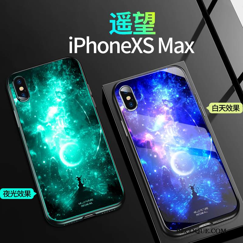 Kuori iPhone Xs Max Laukut Lasi Murtumaton, Kotelo iPhone Xs Max Silikoni Net Red Uusi