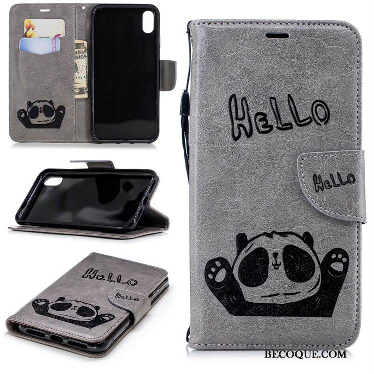 Kuori iPhone Xs Max Sarjakuva Kissa Puhelimen Kuoret, Kotelo iPhone Xs Max Nahka Murtumaton Bear