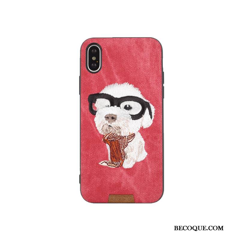 Kuori iPhone Xs Max Sarjakuva Punainen Kissa, Kotelo iPhone Xs Max Koira Kirjonta