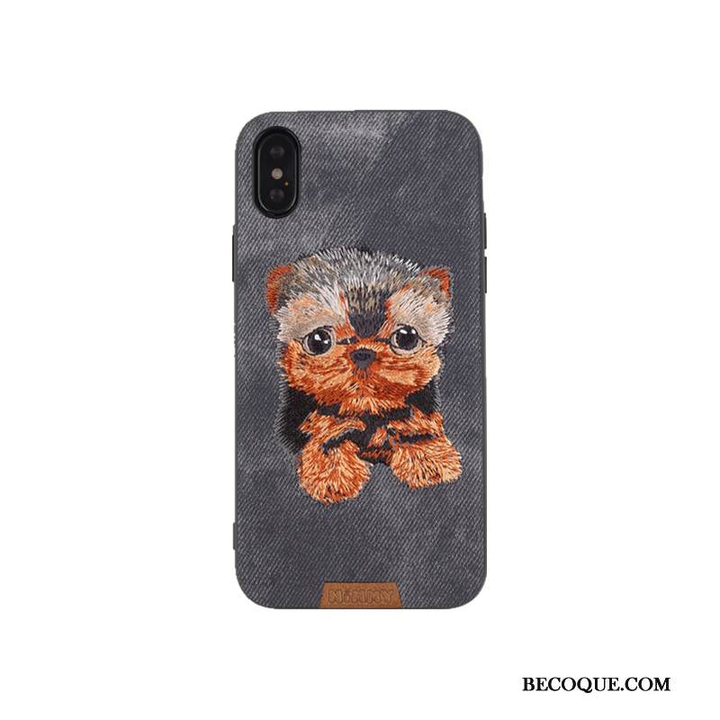 Kuori iPhone Xs Max Sarjakuva Punainen Kissa, Kotelo iPhone Xs Max Koira Kirjonta