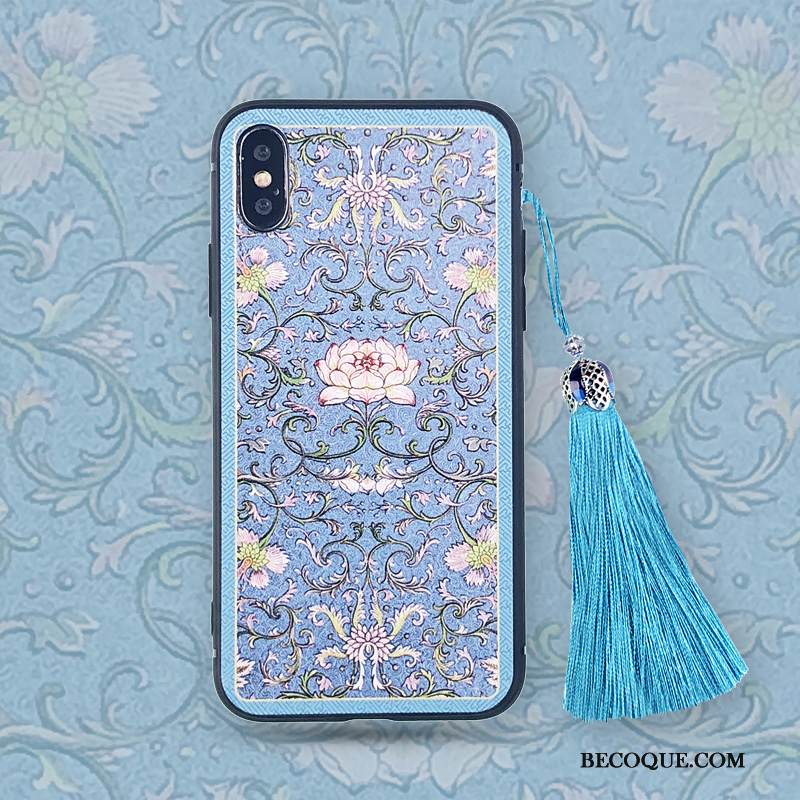 Kuori iPhone Xs Max Silikoni Fringed Kiinalainen Tyyli, Kotelo iPhone Xs Max Vuosikerta Jauhe Puhelimen Kuoret