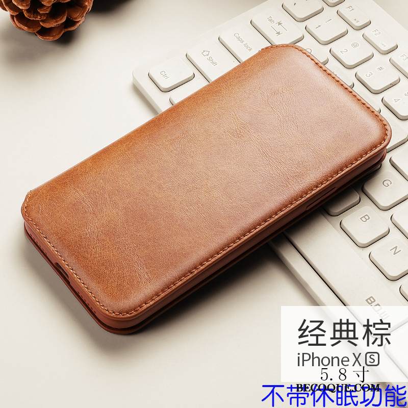 Kuori iPhone Xs Nahka Horrostila Punainen, Kotelo iPhone Xs Laukut Kortti Puhelimen Kuoret