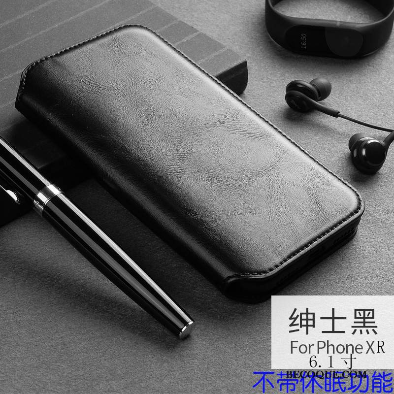 Kuori iPhone Xs Nahka Horrostila Punainen, Kotelo iPhone Xs Laukut Kortti Puhelimen Kuoret