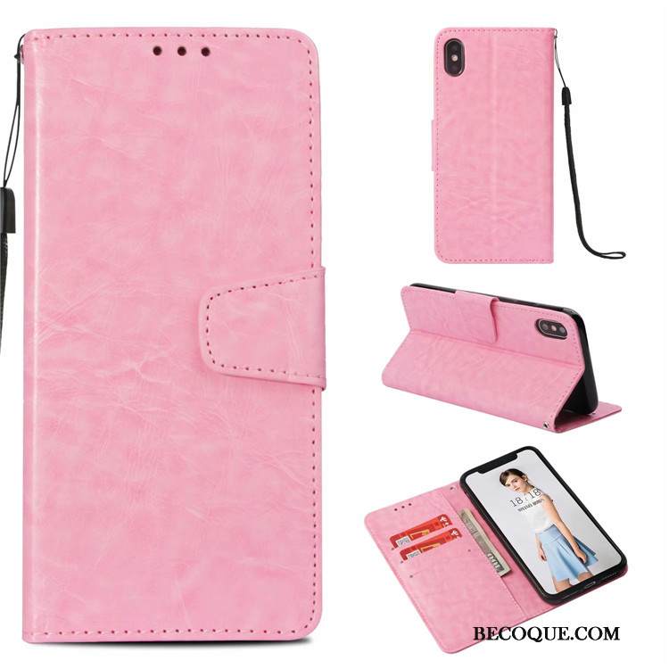 Kuori iPhone Xs Nahka Kortti Liiketoiminta, Kotelo iPhone Xs Suojaus Punainen Puhelimen Kuoret