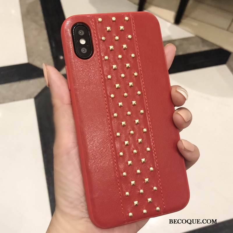 Kuori iPhone Xs Nahka Musta Niitti, Kotelo iPhone Xs Tila Murtumaton Puhelimen Kuoret