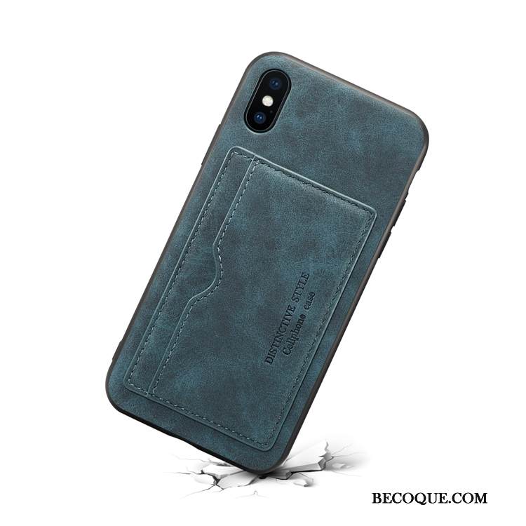Kuori iPhone Xs Nahka Puhelimen Kuoret Liiketoiminta, Kotelo iPhone Xs Vihreä Kortti