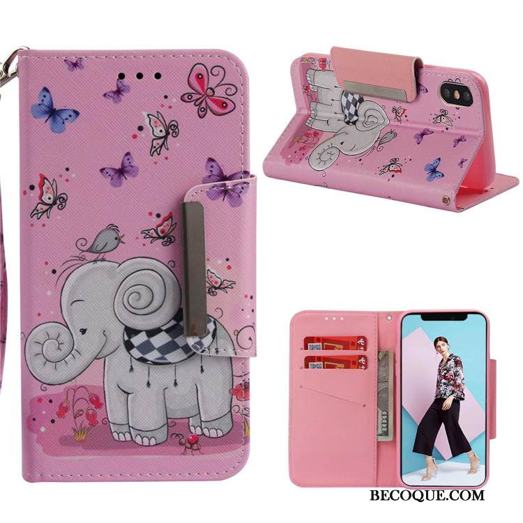 Kuori iPhone Xs Nahka Valkoinen Ripustettavat Koristeet, Kotelo iPhone Xs Sarjakuva Puhelimen Kuoret Murtumaton