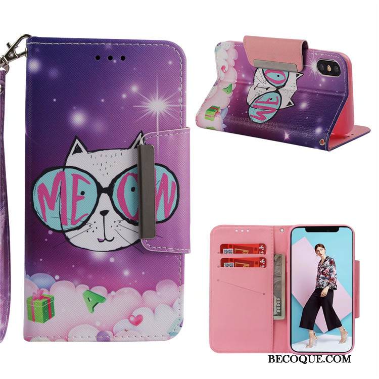 Kuori iPhone Xs Nahka Valkoinen Ripustettavat Koristeet, Kotelo iPhone Xs Sarjakuva Puhelimen Kuoret Murtumaton