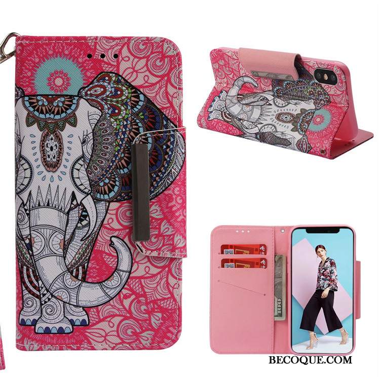 Kuori iPhone Xs Nahka Valkoinen Ripustettavat Koristeet, Kotelo iPhone Xs Sarjakuva Puhelimen Kuoret Murtumaton