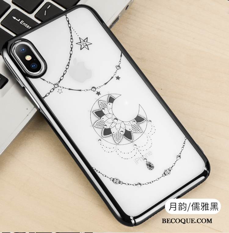 Kuori iPhone Xs Rhinestone Inlay Murtumaton Puhelimen Kuoret, Kotelo iPhone Xs Suojaus Läpinäkyvä Kova