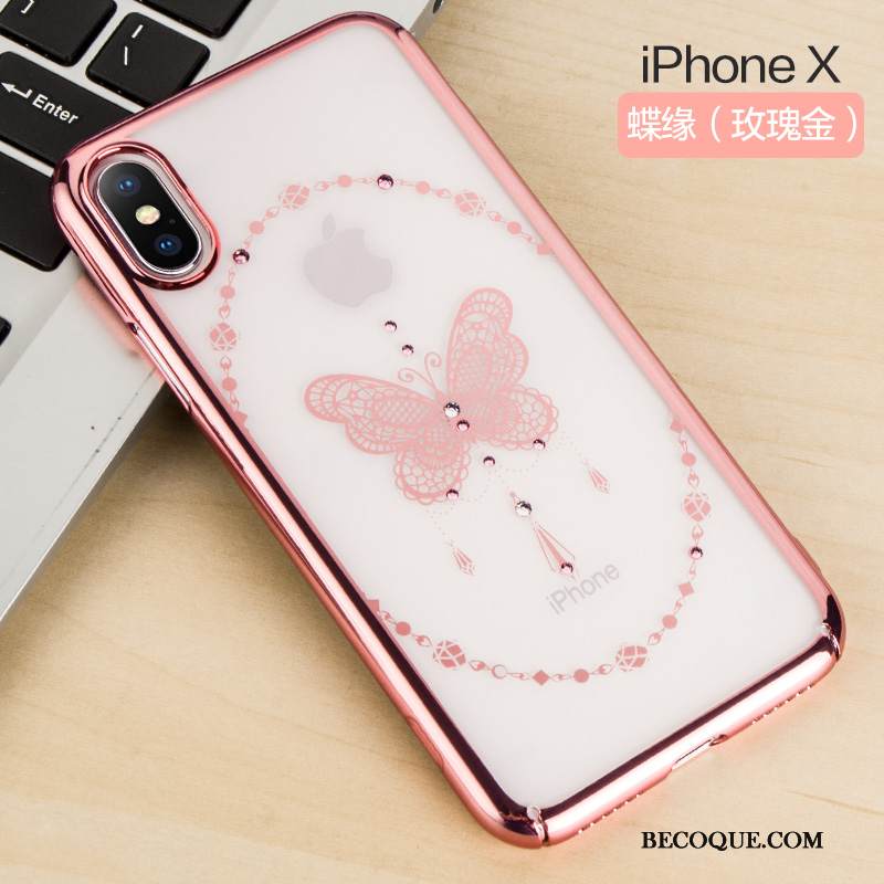 Kuori iPhone Xs Rhinestone Inlay Murtumaton Puhelimen Kuoret, Kotelo iPhone Xs Suojaus Läpinäkyvä Kova