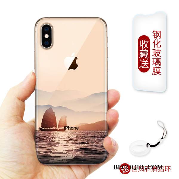 Kuori iPhone Xs Silikoni Valkoinen Murtumaton, Kotelo iPhone Xs Pehmeä Neste Persoonallisuus Läpinäkyvä