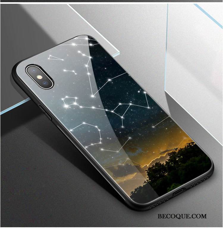 Kuori iPhone Xs Suojaus Peili Lasi, Kotelo iPhone Xs Puhelimen Kuoret Tähtitaivas