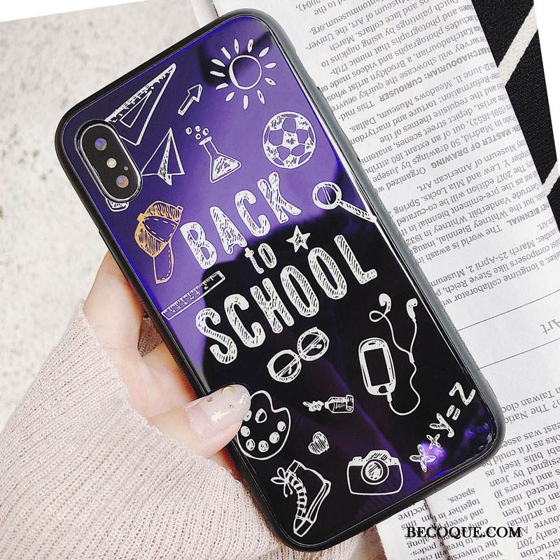 Kuori iPhone Xs Tila Rakastunut Opiskelija, Kotelo iPhone Xs Sarjakuva Puhelimen Kuoret Violetti