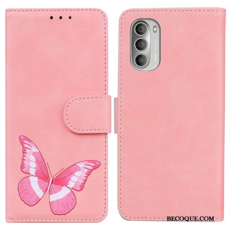 Nahkakotelo Moto G51 5G Skin Touch Butterfly