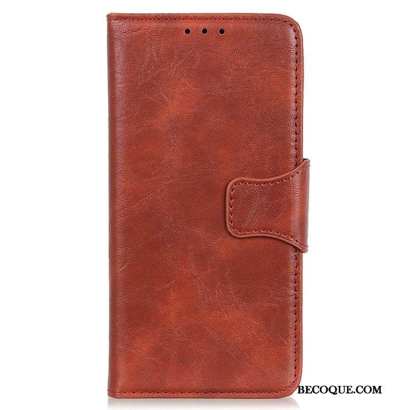 Nahkakotelo Moto G73 5G Halkaistu Nahkainen Käännettävä Lukko