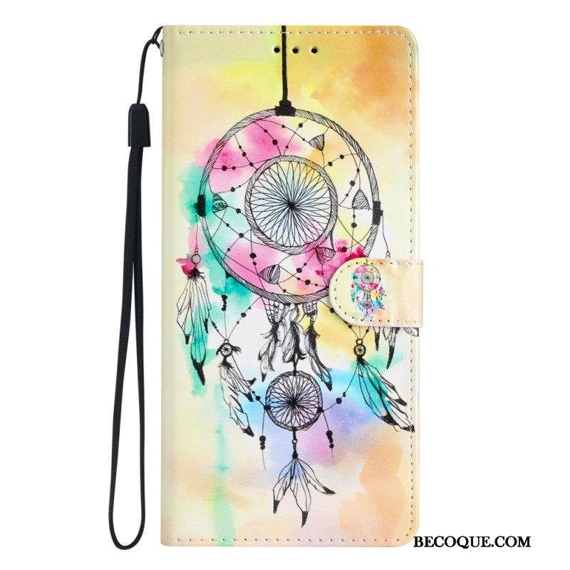 Nahkakotelo Moto G73 5G Suojaketju Kuori Värikäs Dream Catcher Hihnalla