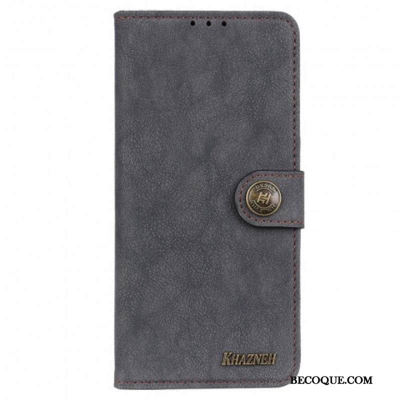 Nahkakotelo Motorola Edge 20 Pro Khazneh Retro Haljasnahka