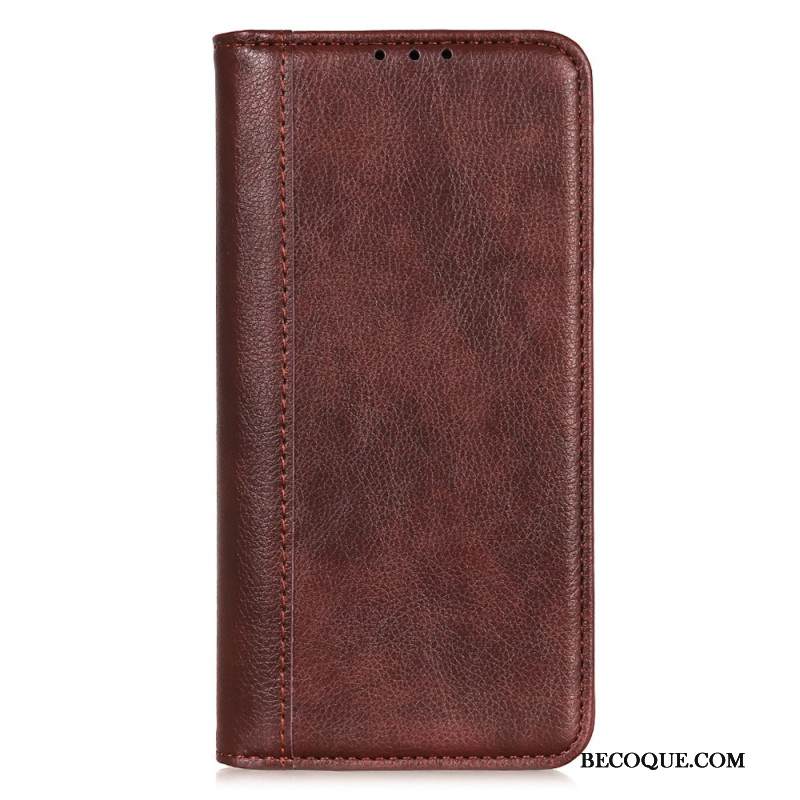 Nahkakotelo Motorola Edge 50 Neo Haljasnahkaa Suojakuori