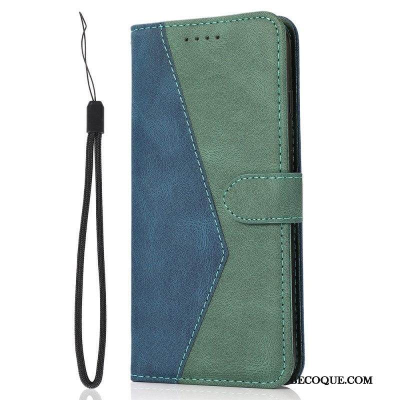 Nahkakotelo Samsung Galaxy A13 5G / A04s Kaksisävyinen Kolmion Tekonahka