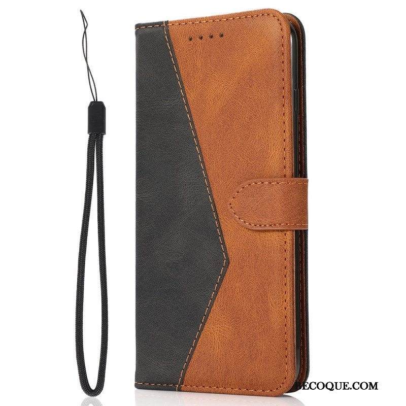 Nahkakotelo Samsung Galaxy A13 5G / A04s Kaksisävyinen Kolmion Tekonahka