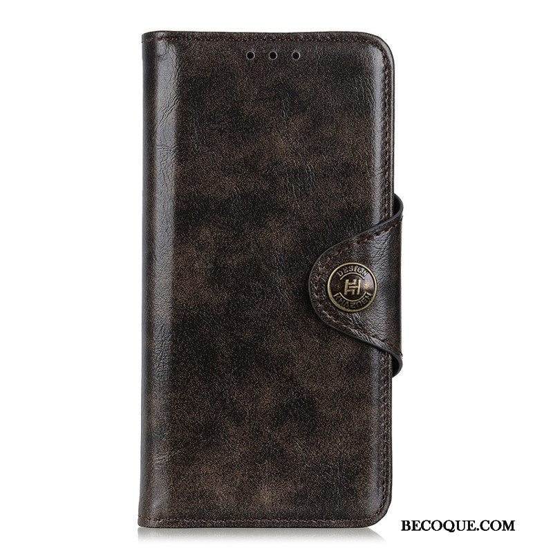 Nahkakotelo Samsung Galaxy A13 5G / A04s Keinonahkainen Patenttipainike