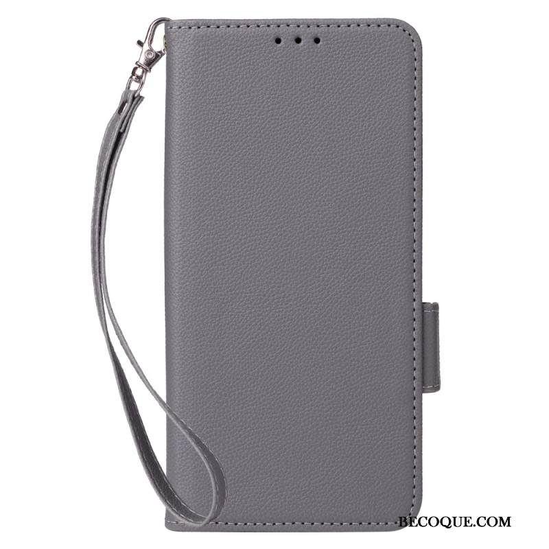 Nahkakotelo Samsung Galaxy A16 5g Litsirakenne Hihnalla