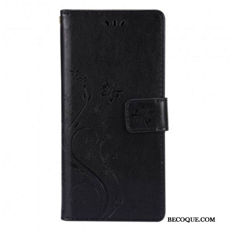 Nahkakotelo Samsung Galaxy A42 5G Perhosia Tuulessa