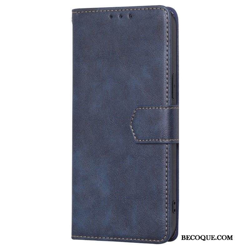 Nahkakotelo Samsung Galaxy M13 Vintage Keinonahka Ja Tikkaukset