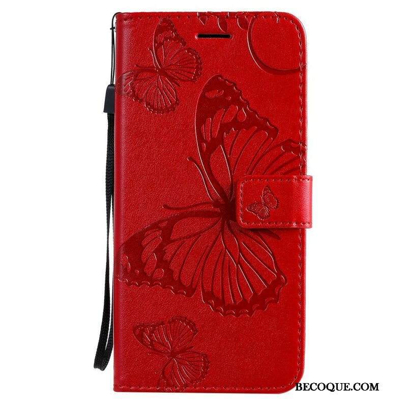 Nahkakotelo Samsung Galaxy S20 Plus / S20 Plus 5G Suojaketju Kuori Jättiläishihnaperhoset