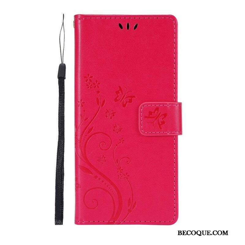 Nahkakotelo Samsung Galaxy S21 5G Perhosia Tuulessa