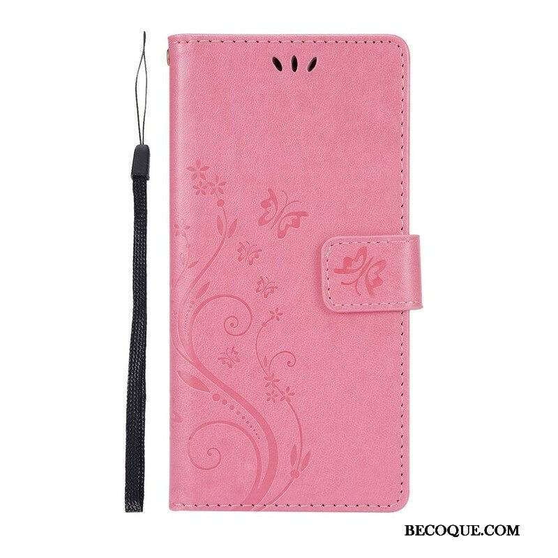 Nahkakotelo Samsung Galaxy S21 5G Perhosia Tuulessa