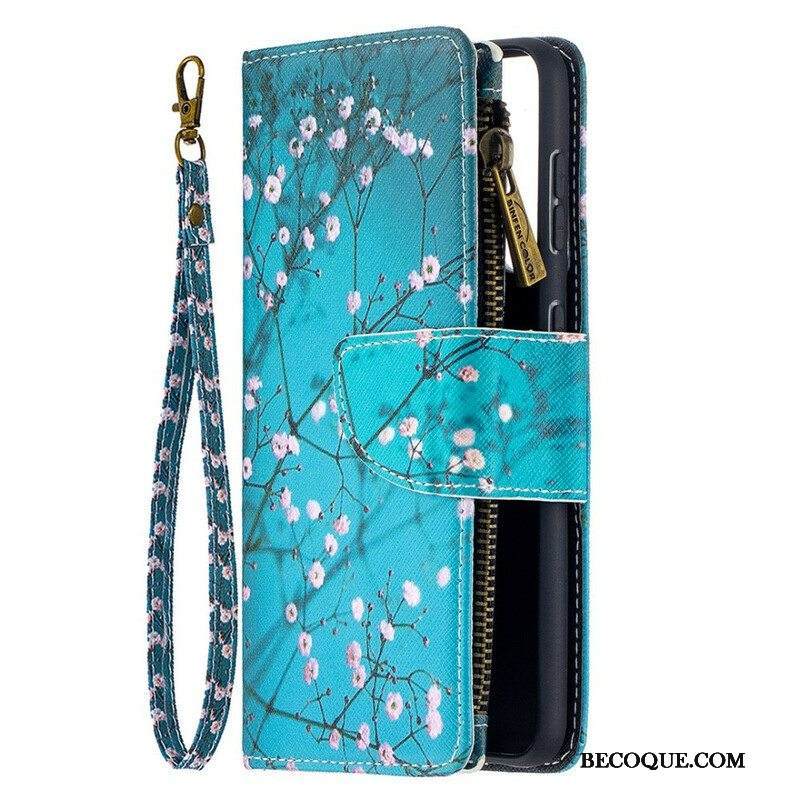 Nahkakotelo Samsung Galaxy S21 5G Vetoketjullinen Puutasku