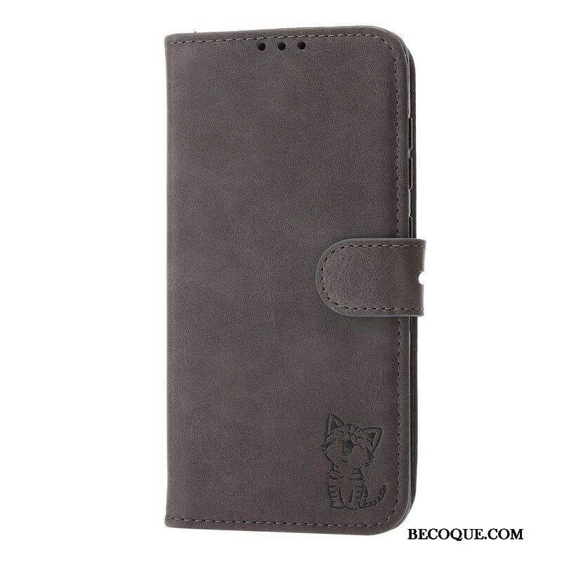 Nahkakotelo Samsung Galaxy S21 FE Keinonahkainen Kissanpentu