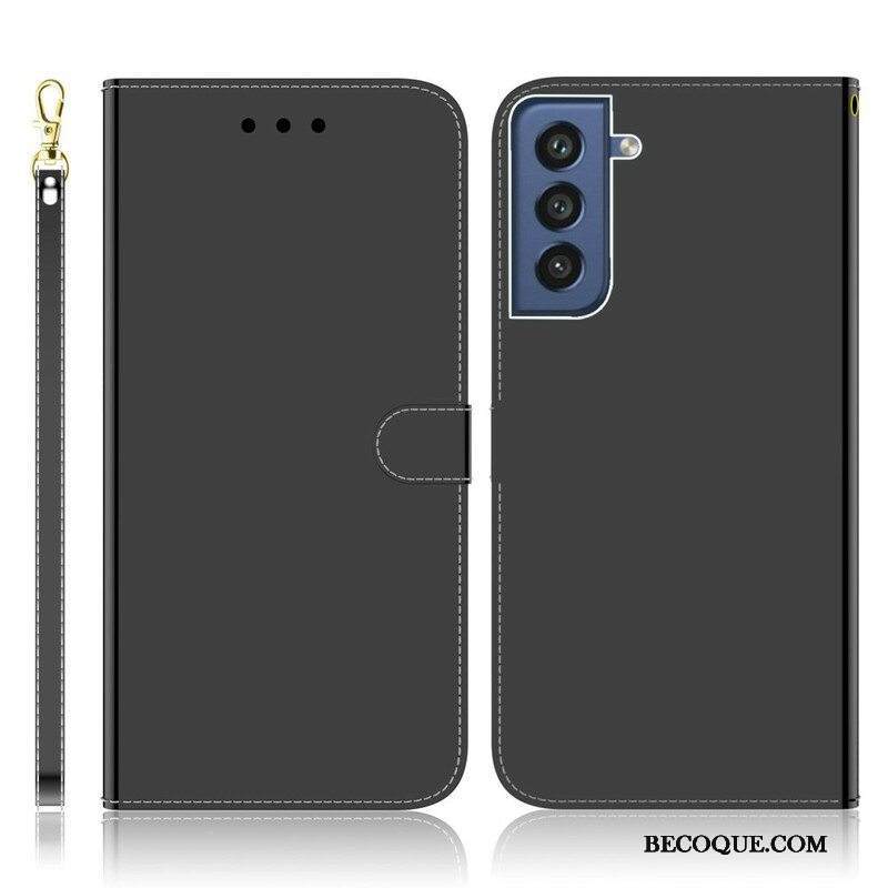 Nahkakotelo Samsung Galaxy S21 FE Keinonahkainen Peilin Kansi