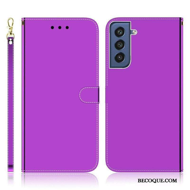 Nahkakotelo Samsung Galaxy S21 FE Keinonahkainen Peilin Kansi