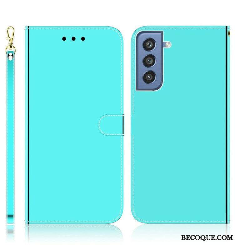 Nahkakotelo Samsung Galaxy S21 FE Keinonahkainen Peilin Kansi